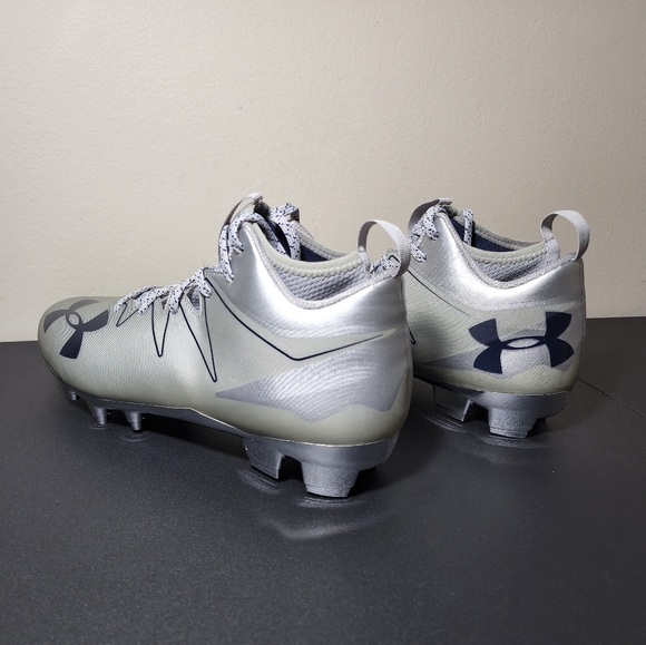 Under Armour Nitro Pro Mens Football Cleats Gray/Navy Blue 1287490-101 Size 10.5 - Picture 4 of 11